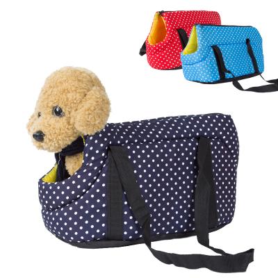 China Polka Dot Printed Foldable Pet Cat Carrier Bags Breathable Pet Carriers Bags Small Winter Dog Handbag for sale