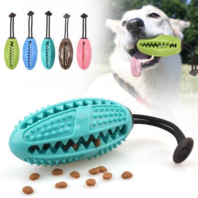 China Natural Rubber Viable Teeth New Arrival Dog IQ Cleaner Toys Food Leakage Ball TPR Pet Chew Toys With Rope for sale