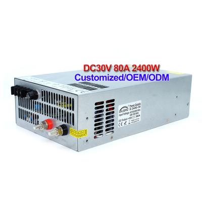 China Led CCTV Lamp Power Supply Switching Power Supply DC 30V 80A 2400W Power Source 110V 220V AC-DC SMPS for 3D Printer, HAM Radio Transceiver for sale