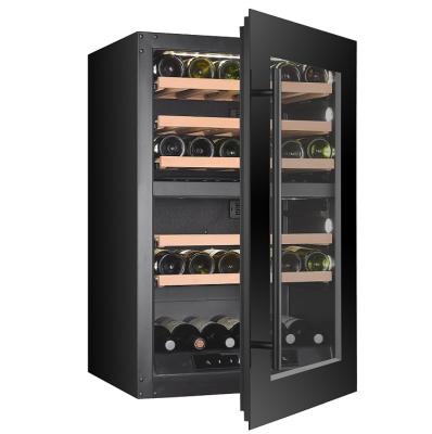 China Electric Vertical Glass Wine Fridge Display Door Temperature Built-in Wine Cooler Cabinet with LED Lights for sale