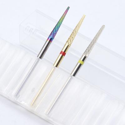 China Long lasting warm! Gold Needle Nail Drill Bits Stainless Steel Silver Cuticle Cutters Desktop Manicure Clean Nail Drill Accessories Care Tools for sale