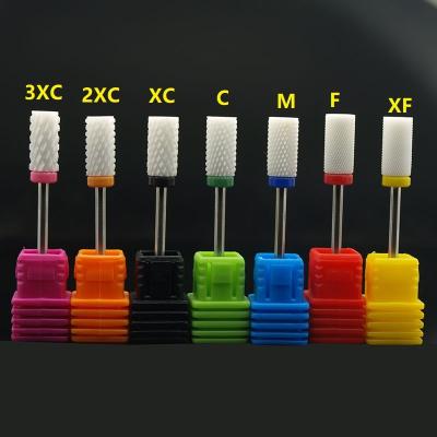 China Durable Flat7 Barrel Grinds Ceramic Nail Drill Bits Milling Cutter For Nail Art Accessory Manicure Machine Electric Drill Milling Cutter for sale