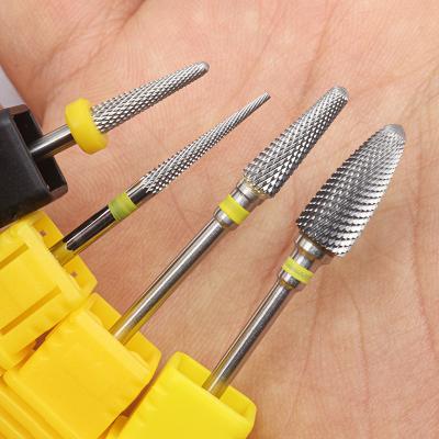 China 4pcs Durable Kit Hot! XF Pro Full Silver Carbide Nail Drill Bits Nail Art Electric Drill Machine Files Nail Art Tools Cut and Polish for sale