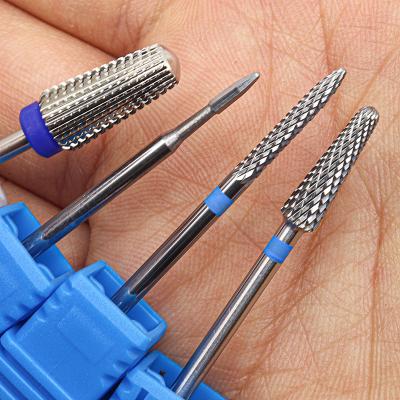 China 4pcs Durable Kit Hot! Pro Full Silver Carbide 2Way Nail Drill Bits Nail Art Electric Drill Machine Files Nail Art Tools Cut and Polish for sale