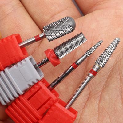 China 4pcs Durable Kit Hot! F Pro Full Silver Carbide Nail Drill Bits Nail Art Electric Drill Machine Files Nail Art Tools Cut and Polish for sale