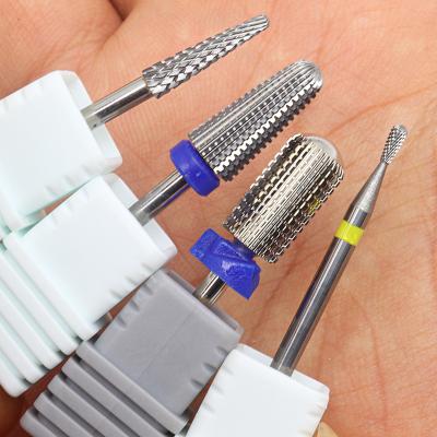 China 4pcs Durable Kit Hot! Pro Full Silver Carbide Nail Drill Bits Nail Art Electric Drill Machine Files Nail Art Tools Cut and Polish for sale