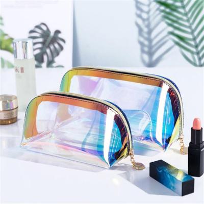 China Wholesale women transparent makeup travel private label vintage tpu holographic clear cosmetic bag for sale