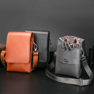 China Newest Luxury Leather Movable Organizer Fasion Barber Station Tool Scissors Bag for sale