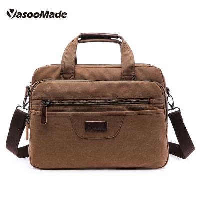 China Latest\fasion 15 Inch Mens Vintage Canvas Sling Shoulder Business Tote Bag Computer Laptop Briefcase Messenger for sale