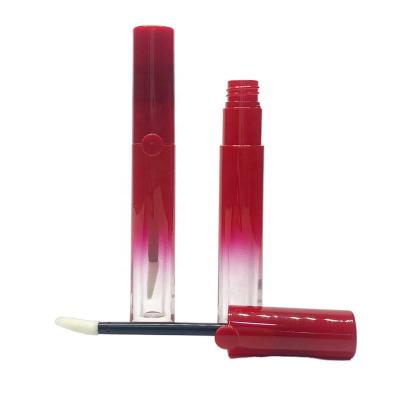 China 5ml Red round lip glaze Lipstick tube Soft brush Plastic makeup lip gloss Liquid lipstick lube container for sale