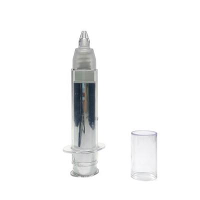 China Hot 10ml airless liquid for tube essence eye cream gel plastic syringe shaped cosmetic bottles for sale