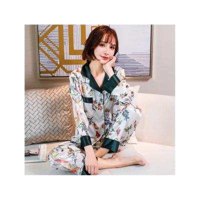 China New Design Fashion Spring Autumn Thin Silk Pajamas Soft QUICK DRY Pajamas High Quality Long Sleeve Pajamas Pants for sale