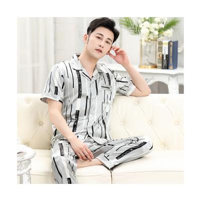 China China High Quality QUICK DRY Ice Silk Pajamas 'S Gray Straight Men's S Shorts Sleeve Pants Pajamas Manufacturers for sale