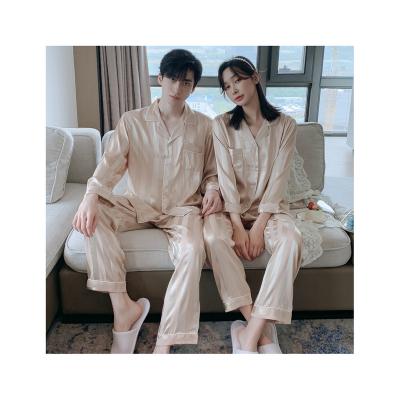 China Wide band QUICK-DRY Champagne Couple Long-Sleeved Trousers Pajamas fashion men's and women's soft pajamas home new for sale