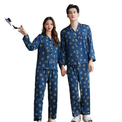 China Well-fitting QUICK-DRY couples long-sleeved pants Chafing-reducing soft and comfortable suits silk pajamas for sale