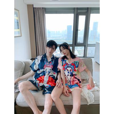 China Wholesale Suppliers Guochao QUICK DRY color shorts sleeve shorts couples sexy soft pajamas set for summer for sale