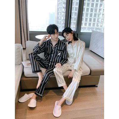 China Unique Hot Selling Embroidered Dog Women Design Sexy Luxury Couples Silk Satin Pajamas Set QUICK DRY for sale