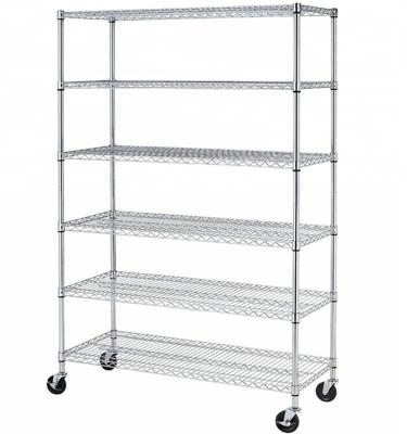 China Sustainable High Quality 4 Tiers Wire Shelf Powder Coated Metal Shelving for sale