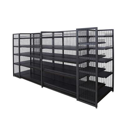 China Single Sided Supermarket Shelf Display Rack Supermarket Wire Mesh Back Panel Supermarket Shelf for sale