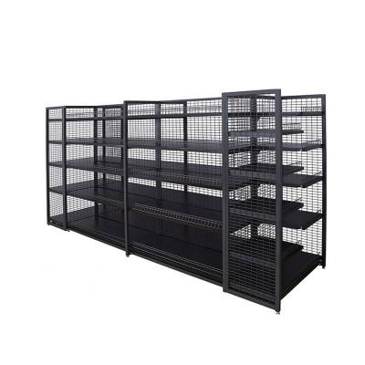 China Double-Sided Gondola Shelf Metal Supermarket Display Stand Demountable Grocery Store Display Rack for sale