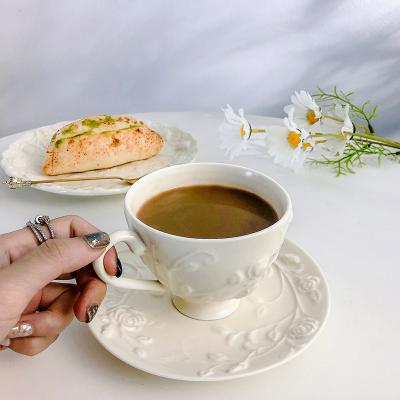 China Factory Selling Viable Porcelain Coffee Hot Tea Set Ceramic Mug Cup Set Dish Tea Cups And Saucers Tea Cup And Saucer Set for sale