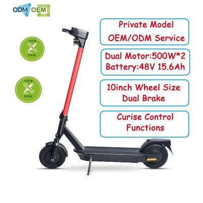 China China Supplier Hot New Dual Motor 500W*2 48V 15.6ah 10inch Solid Tire Adults Electric Scooter Two Wheel Outdoor Sports Electric Scooters for sale