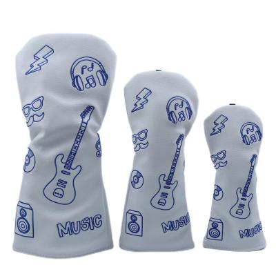 China High Quality Customized Leather PU Golf Club Covers For Driver Fairway Wood Hybrid Embroidery Design PU Leather Golf Headcover for sale