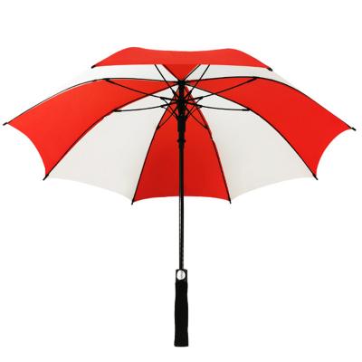 China Custom Size Splicing Golf Umbrella Two Color Design Water Resistant Semi-automatic Travel Rain Umbrella A002 Windproof Canopy for sale