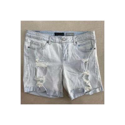 China Anti-Wrinkle Summer Shorts Fashionable Blue Vintage Ripped Hole Denim Shorts Womens Jeans Shorts for sale