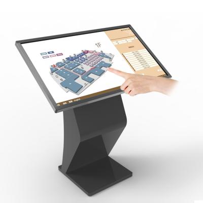 China Indoor Shopping Square 43 Inch K Shape Capacitive Touch Screen Self Service Kiosk for sale