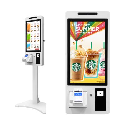 China HUSHIDA 24 Fast Food Ordering/Food/Self/Restaurant Mall Service Kiosk 32 Inch Self Service Kiosk Touch Screen POS System Self Service Payment Order Kiosk For McDonald's KFC restaurant kiosk for sale