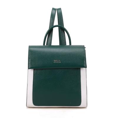 China 2021 fashionable contrast cowhide genuine leather color wholesale white and green women ramble for sale