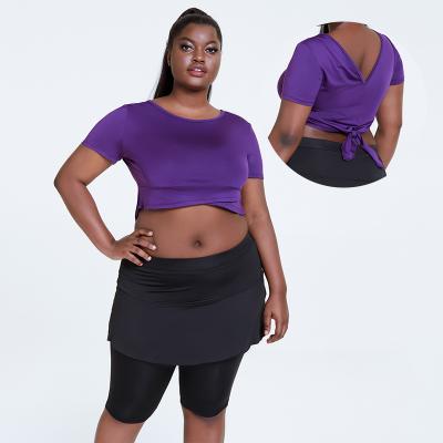 China Breathable Logo Two Piece Gym Activewear Womens 1X-6X Sports Bra Hip Lift Custom Workout Clothes Yoga Set Fitness Plus Size Active Wear for sale