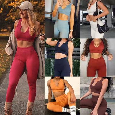 China 2021 Drop Shipping Equipments Gaiters Breathable Active Wear Ribbed Seamless 2 Piece Set Sports Women Gym Fitness Workout Yoga Shorts for sale