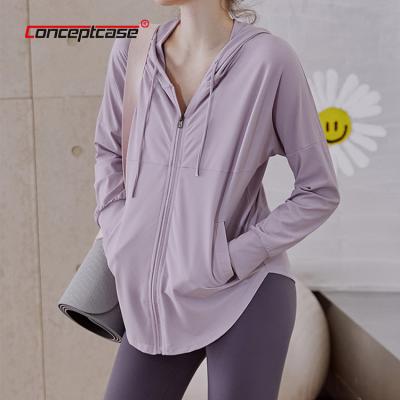 China Drop Shipping Yoga Women Workout Fitness Wear Top Frame Sports Zipper Jacket Hoodies Jacket Outdoor Hiking Sports Jacket Women for sale