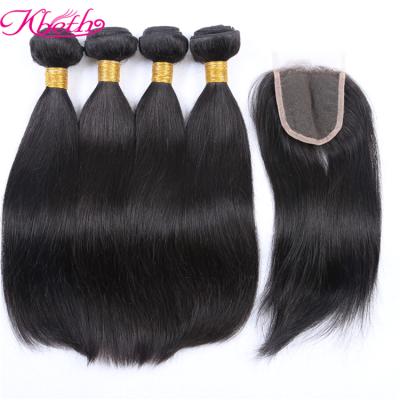 China Wholesale Indian Kbeth Wave Hair Silky Straight Hair Extension Pre Plucked Virgin Remy Straight Bouncy Hair Fashion Bundles With Lace Closure for sale