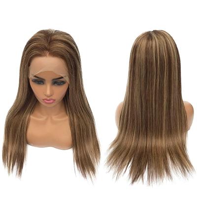 China Kbeth Human Hair #4T4/27 Straight Wave Color Ombre Balayage Brown Medium With Honey Blonde Highlights Straight Wave Lace Front Wigs for sale