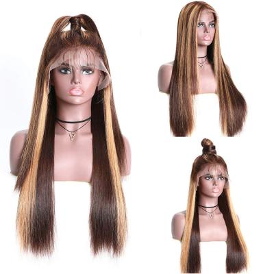 China Straight Straight Lace Front Human Hair Wigs Kbeth Wave Hair 13x4 Honey Blond Ombre Color Highlight for sale