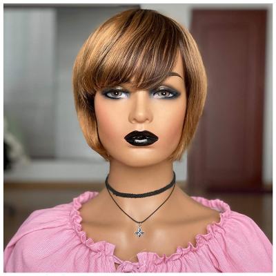 China Silky Straight Wave Kbeth Ombre Brown Medium With Dark Brown Straight Bob Wigs With Bangs For Color Women Hair Wigs for sale