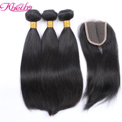 China Straight Silky Straight 8A Virgin Mink Brazilian Hair Cuticle Aligned Bundles With Closure for sale