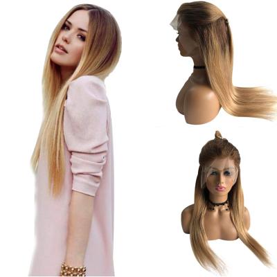 China Kbeth Wig Straight Hair Color #4T27 Lace Front Wig Highlighted Color Medium Brown With Strawberry Blonde Brazilian Remy Human Hair Straight for sale