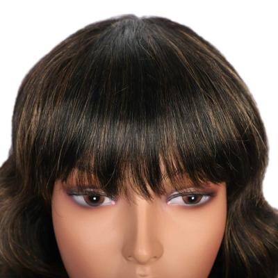 China Kbeth Hair 150%Density F1B/30# Silky Straight Short Bob Wavy Wig Human Hair With Bangs For Black White Women None Lace Front Virgin Human Hair for sale