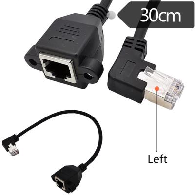 China RJ45 COMPUTER Male Right / Left Angled To RJ45 Panel Mount Female Ethernet LAN Network Extension Adapter Cable for sale