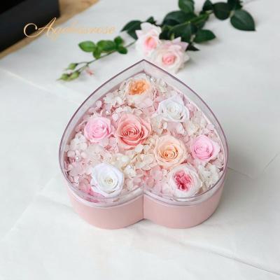 China Romantic Rose Flowers Christmas Home Decor Supplies Preserved Flower in Heart Shaped Box for Gift for sale