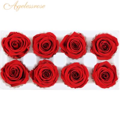 China Fresh roses touch feeling 4-5cm grade Yunnan factory red preserved rose flowers preserved flower for valentines gifts for sale