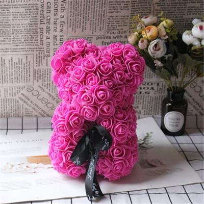 China Simply Christmas Home Decor Supplies Best Valentine Gifts For Girlfriend PE Foam Rose Flowers Teddy Bear With Gift Box for sale