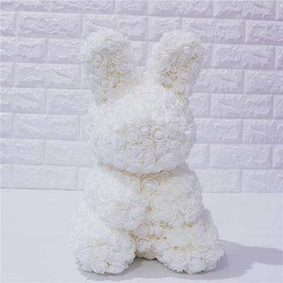 China decorative flowers & Braid 2020 Hot Selling Colorfu Preserved PE Foam Rose Bunny Bear Rabbit Flower Artificial Rose For Valentine Gift for sale