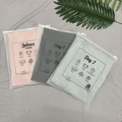 China Cheap Custom Printed Moisture Proof Zipper Garment Shirt Packaging Frosted Transparent Zipper Lock Sliding Plastic Bag With Own Logo for sale