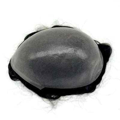 China Freeeststyle Thick Skin Knot Full Wig 0.08mm 0.12mm Mens Hair Toupee Wig Hot Selling Single Hair Prosthesis for sale