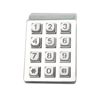 China 3X4 Access Control Layout Matrix Illuminated Metal Keypad With White 5V Led for sale